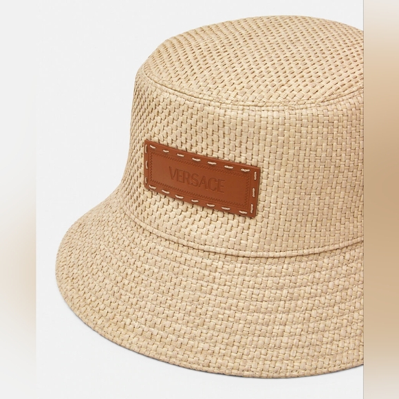 Versace Unisex Beige Raffia Bucket Hat. NWT main image 4